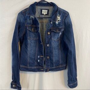 WAX JEANS denim jacket distressed size large